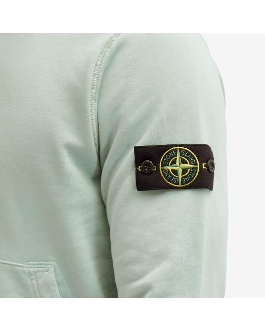 Stone Island Green Garment Dyed Popover Hoodie for men