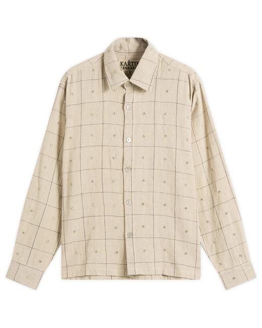 Kartik Research Natural Embroidered Mirror Box Shirt for men