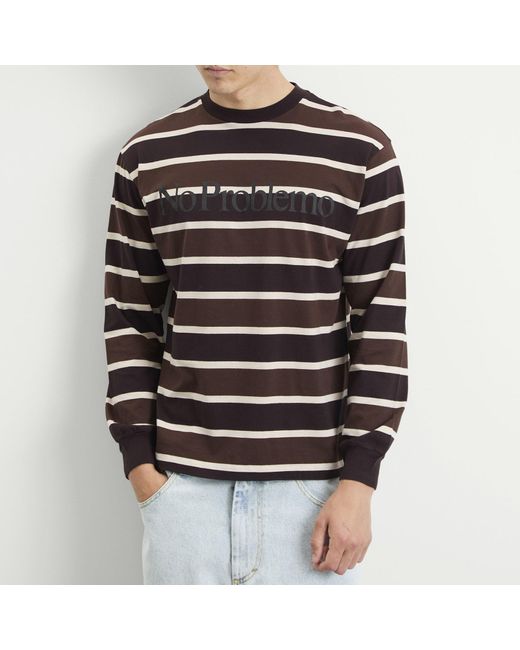 No Problemo Black Logo Striped Long Sleeve T-Shirt for men