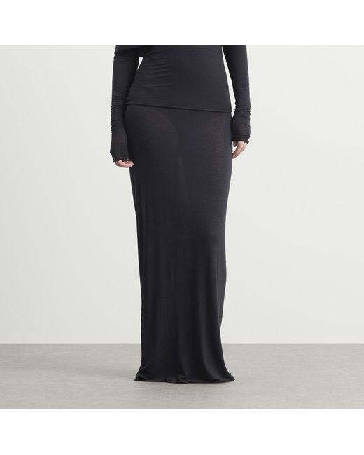 Skims Black Sheer Modal Long Skirt