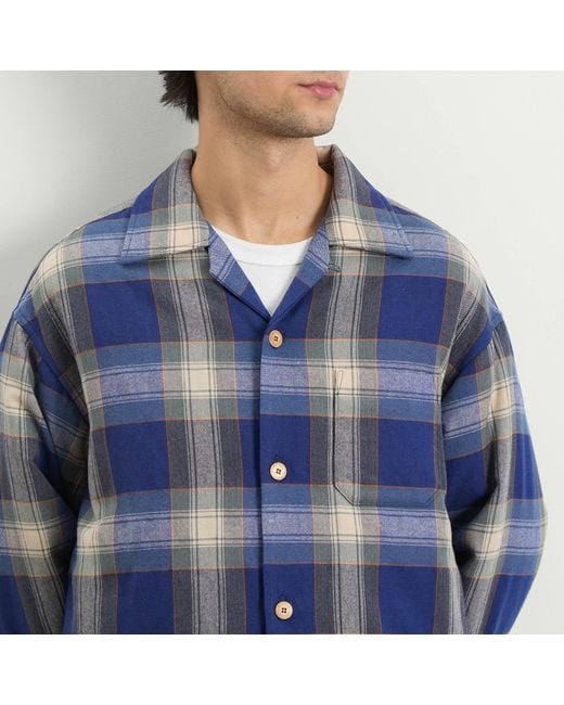Visvim Blue Keesey Check Down Shirt Jacket for men