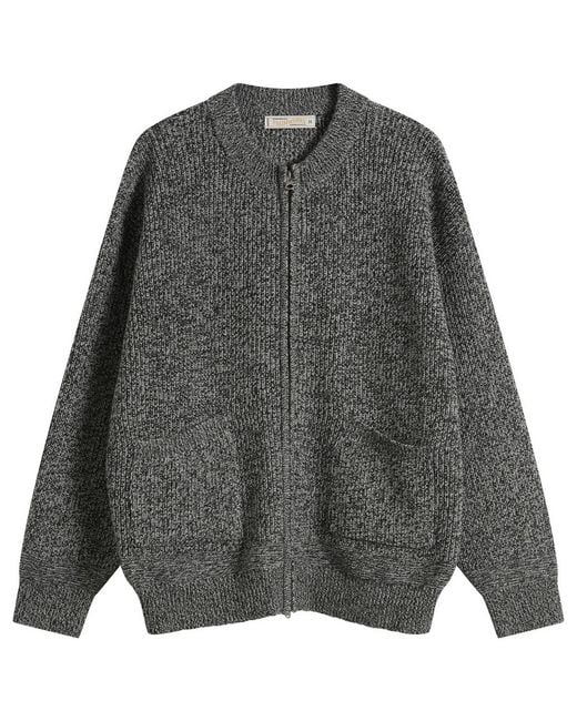 FRIZMWORKS Gray Tweed Wool Deck Zip Cardigan for men