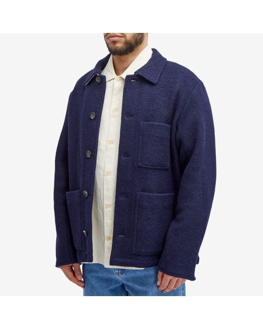 A.P.C. Blue Emile Wool Chore Jacket for men
