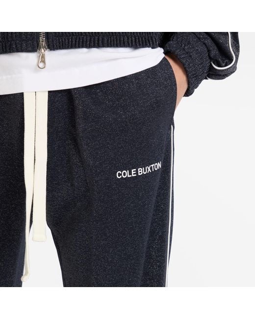 Cole Buxton Blue Glitter Piped Track Pant for men