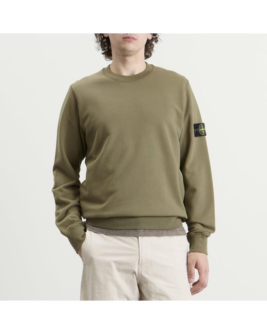 Stone Island Green Organic Cotton Fleece Sweatshirt for men