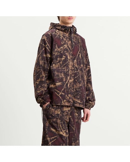 No Problemo Brown Forest Glitch Nylon Jacket for men
