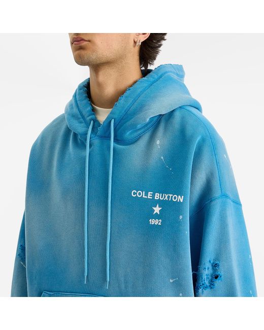 Cole Buxton Blue 1992 Distressed Hoodie for men