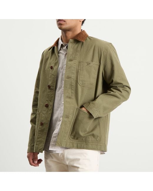 Drake's Green Twill Fatigue Jacket for men