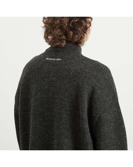 MKI Miyuki-Zoku Black Mohair Blend Knit Track Jacket for men