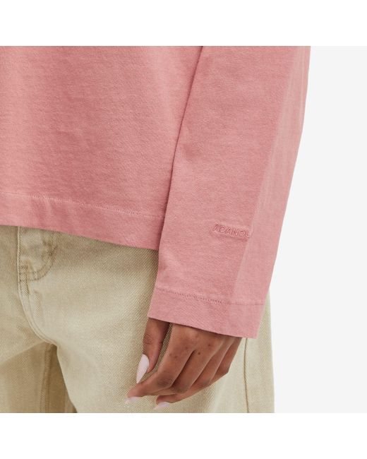 ADANOLA Pink Washed Long Sleeve Boxy T-Shirt