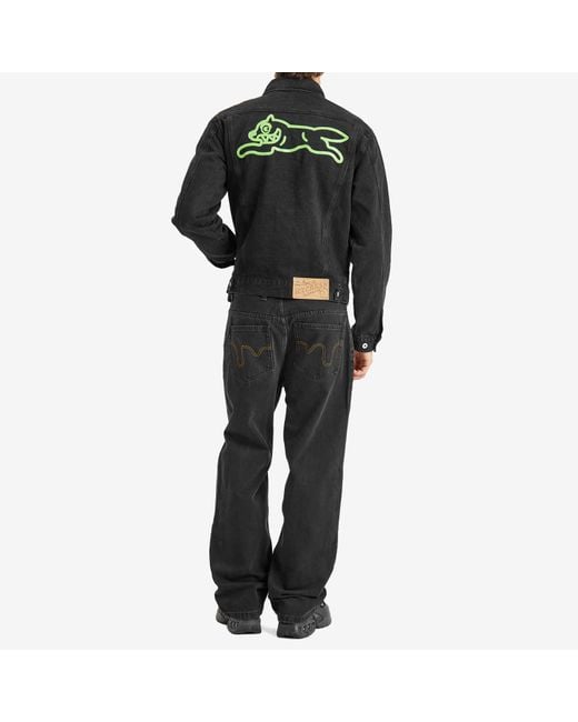 ICECREAM Black Running Dog Denim Trucker Jacket for men