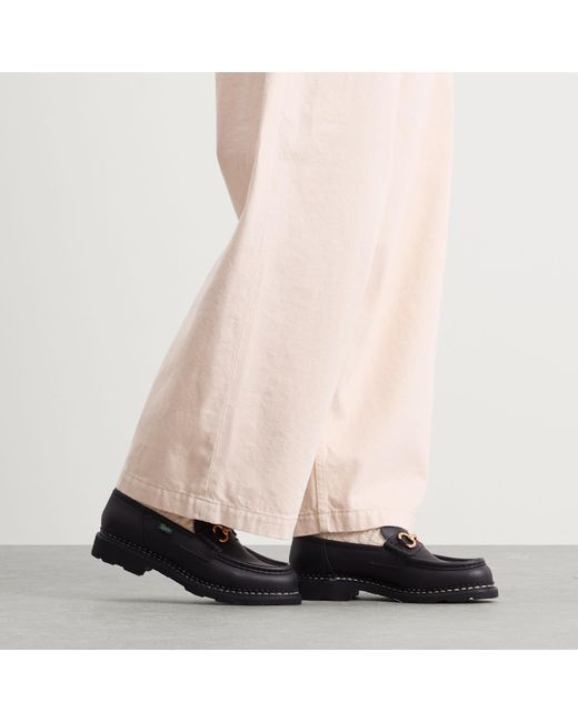 Paraboot Black Orsayti Leather Moccasin Shoe