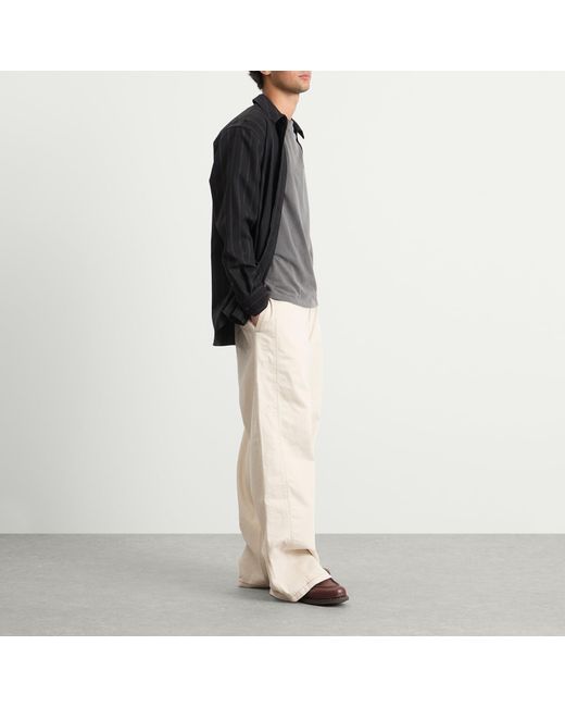 AMI Natural Off- Cotton Twill Wide Fit Trousers for men