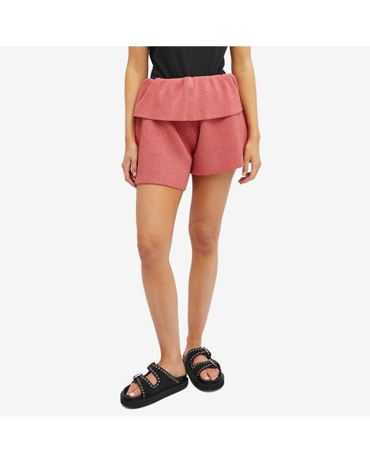 J.W. Anderson Red Fold Over Asymmetric Shorts