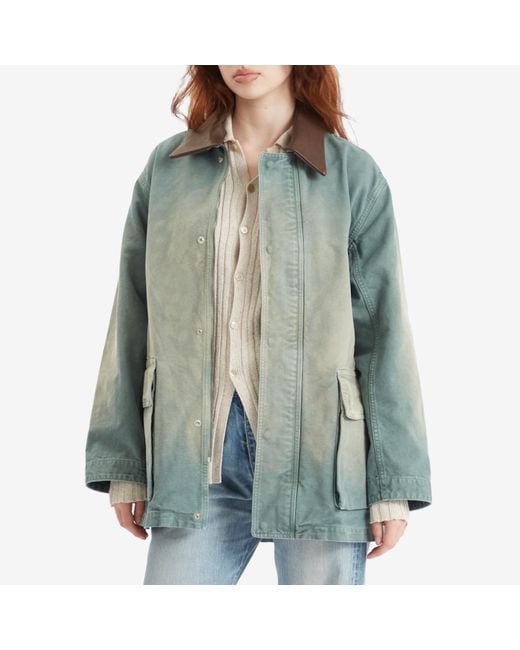 AURALEE ORGANIC COTTON DUCK BLOUSON グリーン Cotton Duck Blouson in Ash Green