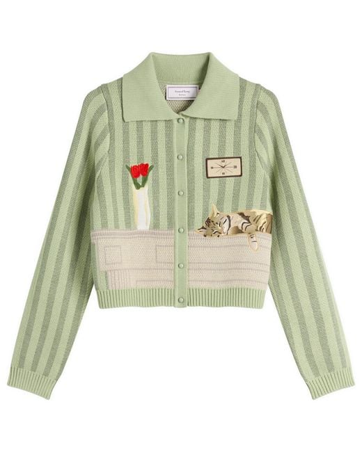House Of Sunny Green Sleepy Cat Cardigan