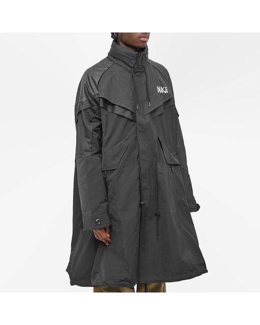 Nike Sacai Trench Coat Jacket in Black for Men | Lyst