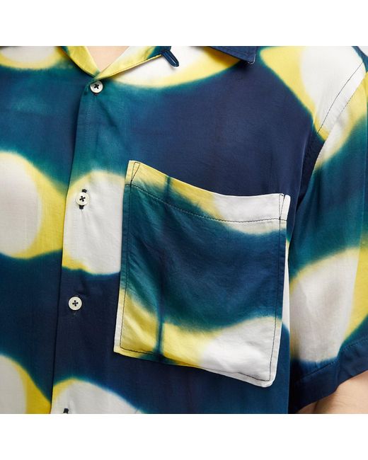 Universal Works Blue Tie Dye Camp Shirt for men
