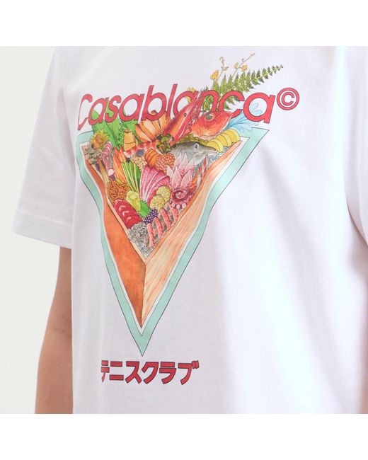 Casablanca White Bright Jersey Tennis Club Icon Printed T-Sh for men