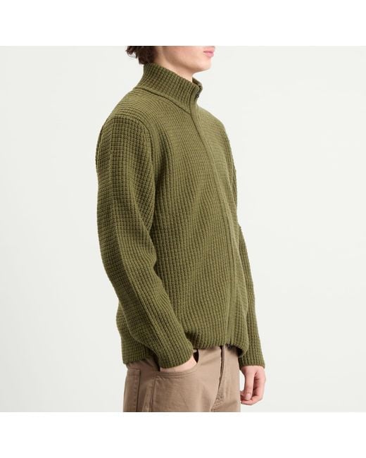 C P Company Green Lambswool Zip Cardigan for men