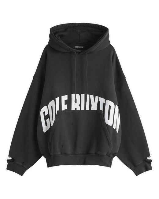 Cole Buxton Black Distressed Arch Logo Hoodie for men