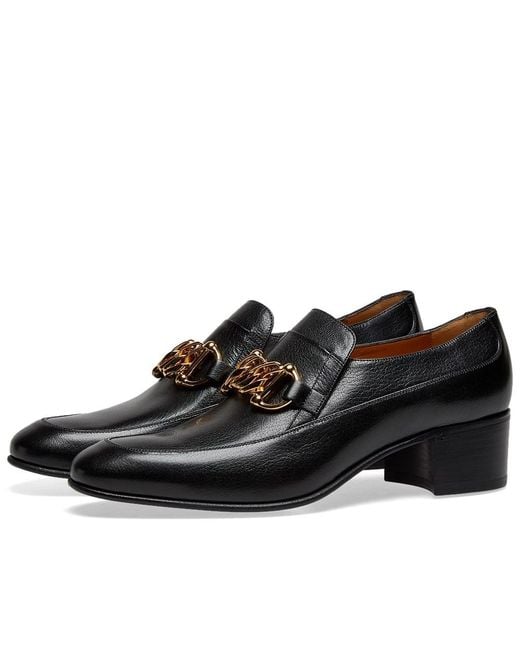 Gucci Black Ice Lolly Leather Chain Loafers for men