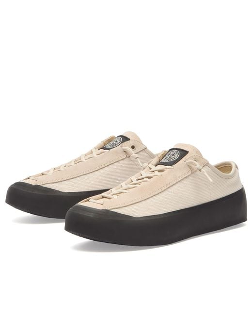 Stone Island White Low Top Sneakers for men