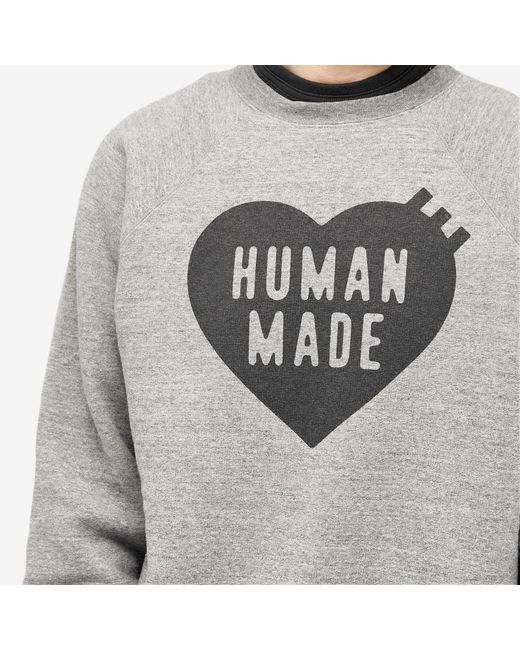 Human Made Gray Heart Crew Sweat for men