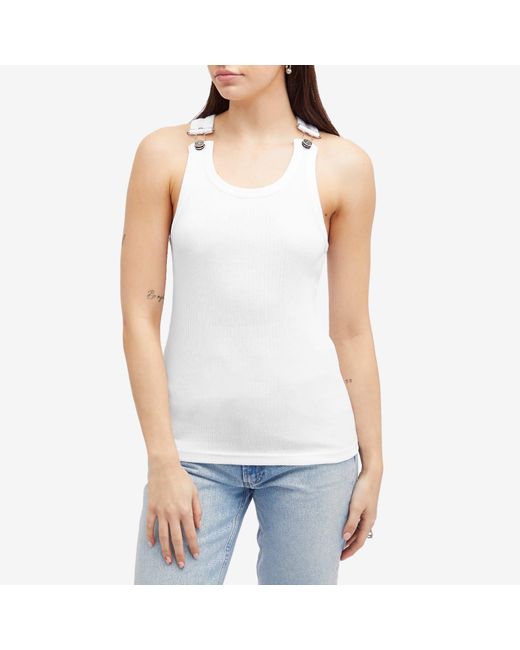 Jean Paul Gaultier White Overall Buckle Ribbed Tank Top