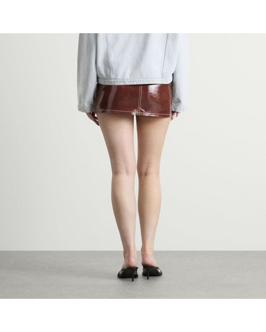 DIESEL Brown L-Evant Patent Mini Skirt With Belt
