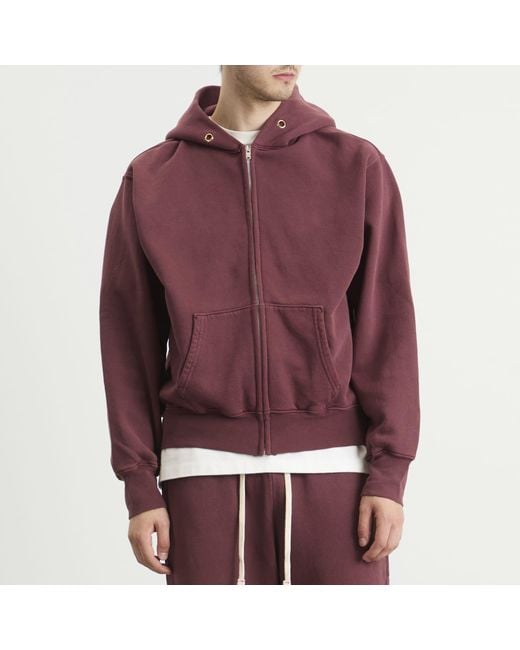 Les Tien Purple Heavyweight Zip Hoodie for men