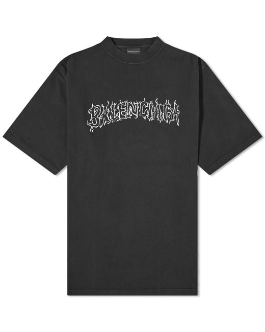 Balenciaga Black Metal Logo Oversized T-Shirt for men