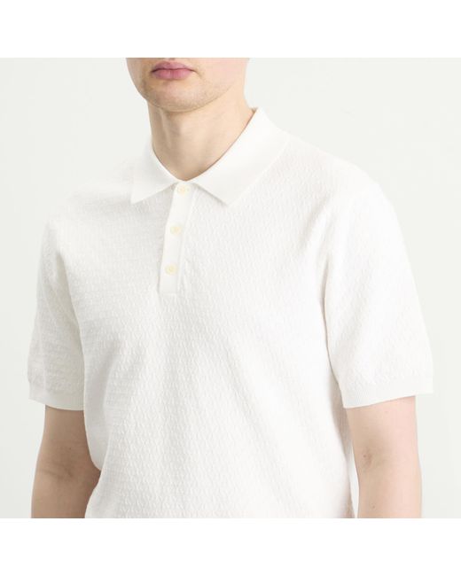 Wax London White Naples Retro Diamond Knit Polo for men