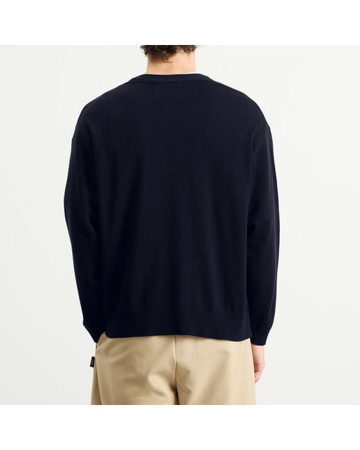 N!CE Blue Embroidered Logo Knit Cardigan for men