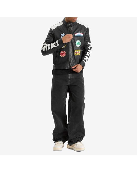Amiri Patch Racer Jacket in Gray for Men | Lyst