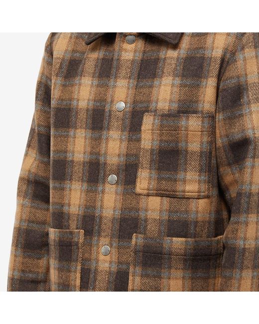 A.P.C. Brown New Emile Check Wool Work Jacket for men