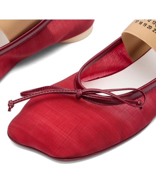 Maison Margiela Red Mm6 Mesh Moulded Toe Ballet Shoes