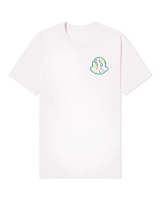 Moncler Pink Embroidered Logo T-Shirt for men