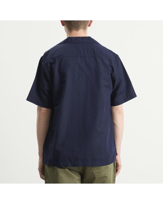 Universal Works Blue Linen Cotton Camp Shirt for men