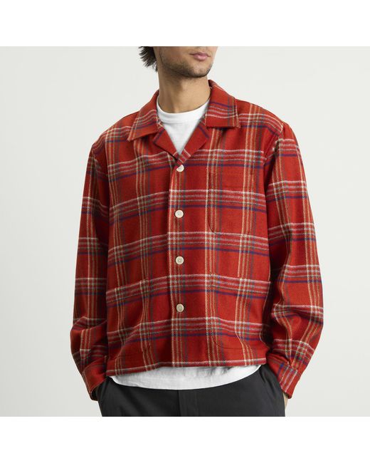Bode Red Gable Plaid Overshirt for men