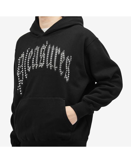 Pleasures Black Oversized Rhinestone Embellished Cotton Hoodie for men