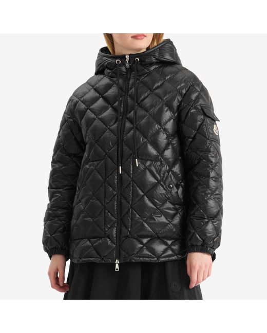 Moncler Black Shiny Quilted Hood Overshirt