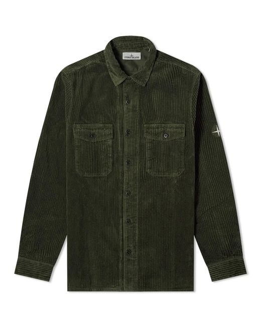 Stone Island Green Cord Overshirt for men