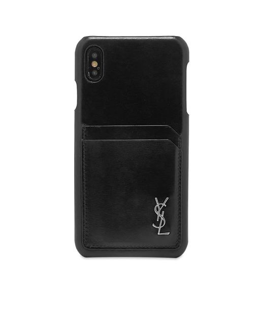 Saint Laurent Black Ysl Metal Logo Iphone Xs Max Case for men