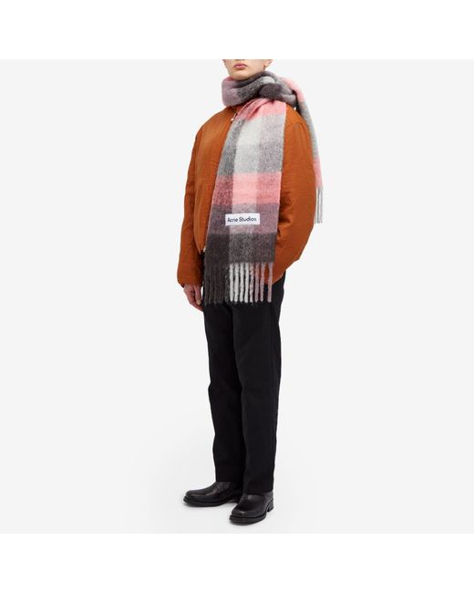 Acne Pink Vally Check Scarf for men