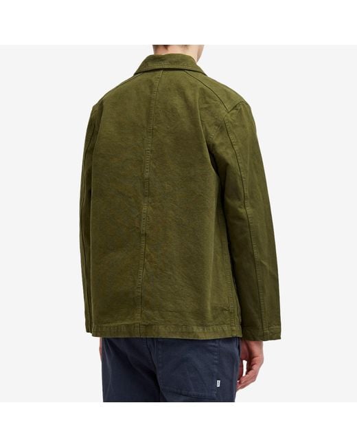 Drake's Green Canvas Chore Jacket for men