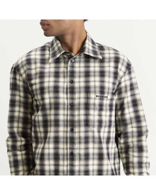 Balenciaga Black Regular Fit Check Flannel Shirt for men