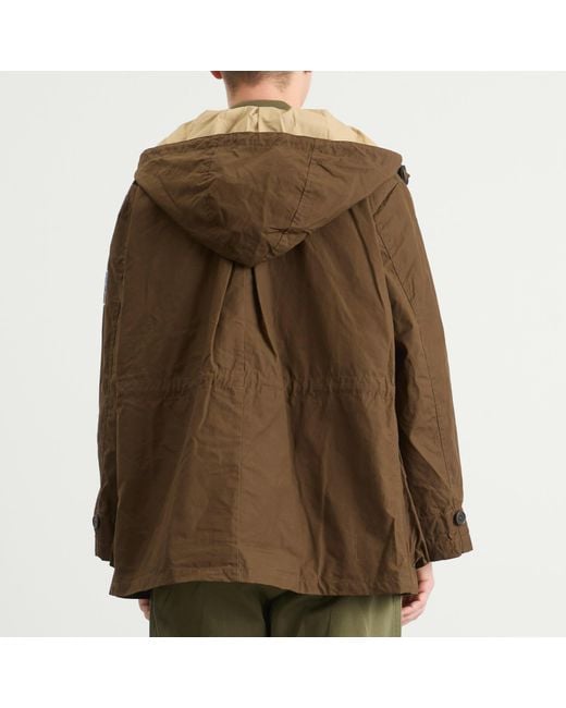 Universal Works Brown British Waxed Cotton Boston Parka for men