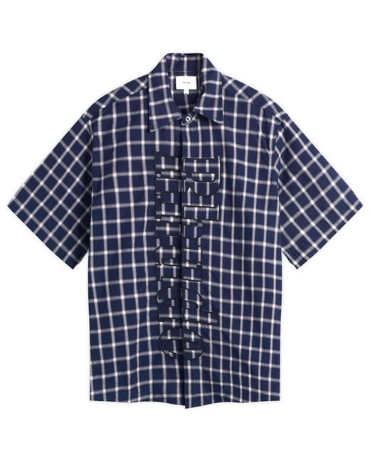 Rhude Blue Center Logo Button Up Shirt for men