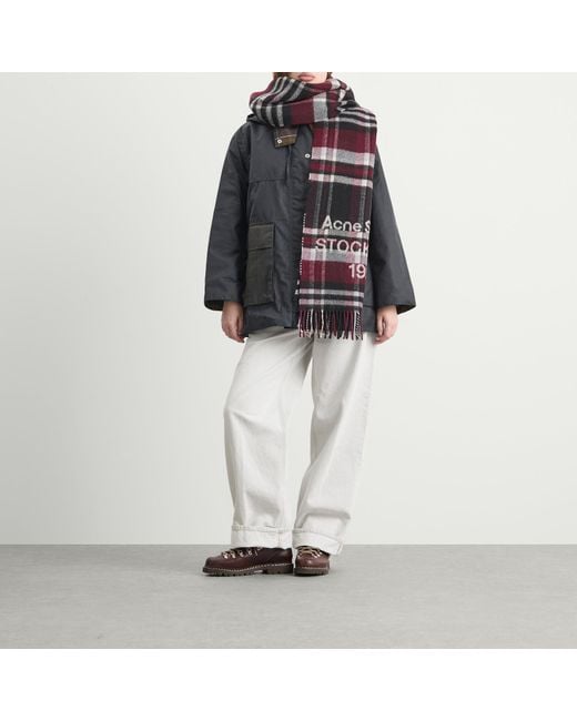 Acne Red Venus Check Scarf